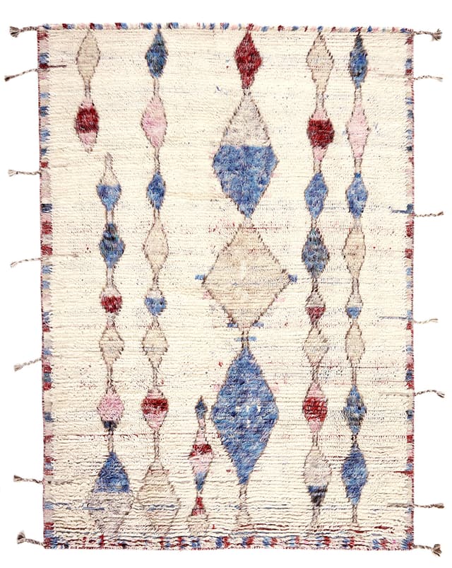 Dywan Tribe Ivory Blue 250x300 cm, kość słoniowa, niebieski, wełna, Reza's - WYMIARY