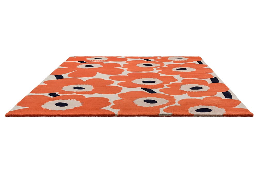 Dywan Unikko Orange Red 200x280 cm pomarańczowy, beżowy, czarny, wełna, Marimekko - 54406