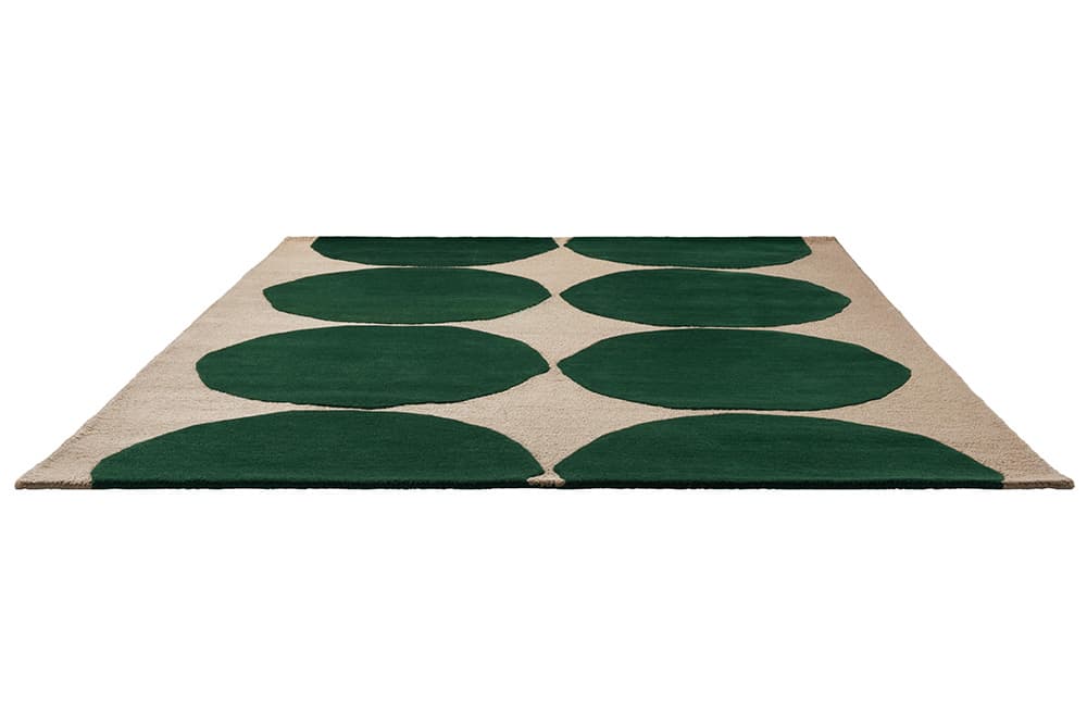 Rug ISOT KIVET GREEN 250x350 cm, beige, green, wool, Marimekko - 54248