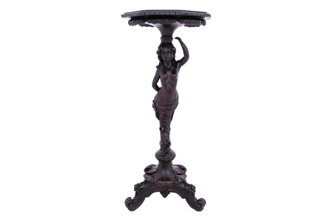 Orzechowy rzeźbiony postument, Francja, ok. 1880 rok - WYMIARY