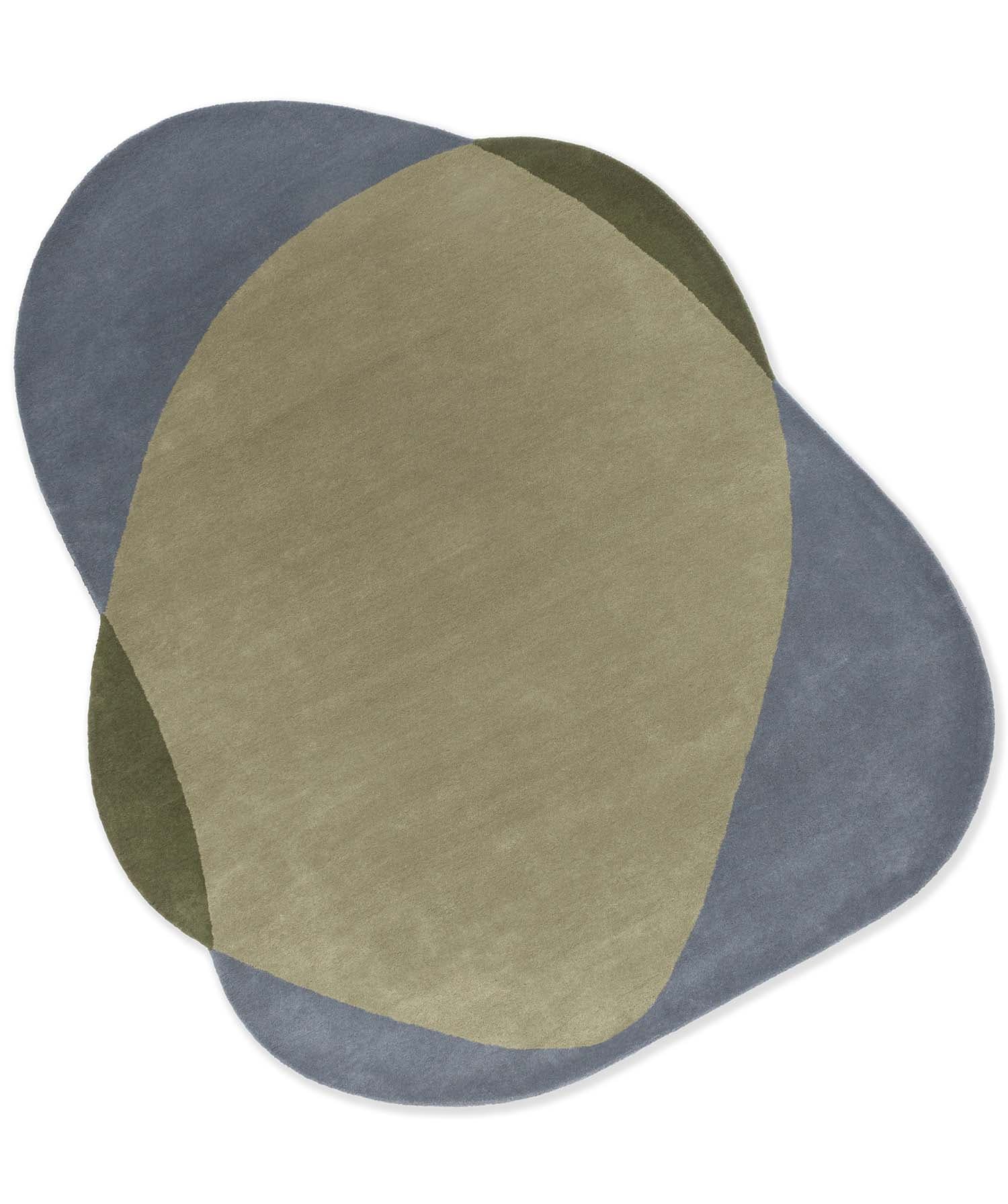 Dywan Element Chad Grey-Green, szary, zielony, wełna, 140x165 cm, Brink & Campman