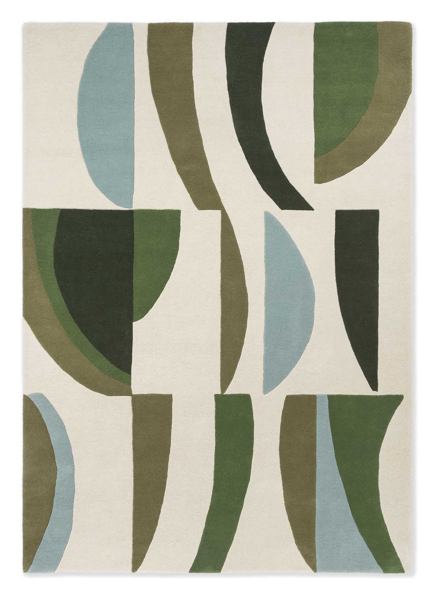 Rug Torillo Emerald/Azul 200x280 cm, beige, green, blue, wool, Harlequin