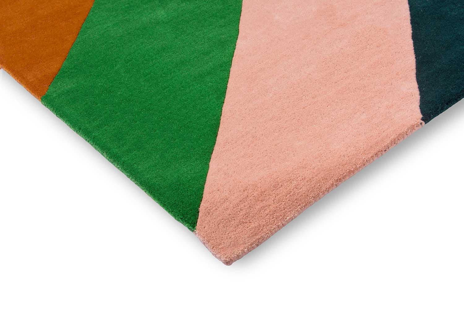 Dywan Sherbet Stripe Emerald/Amber 250x350 cm, zielony, pomarańczowy, wielokolorowy, wełna, Harlequin - 53562