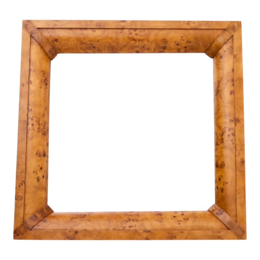 Burl Wood Art Deco Mirror, Poland, 1950s