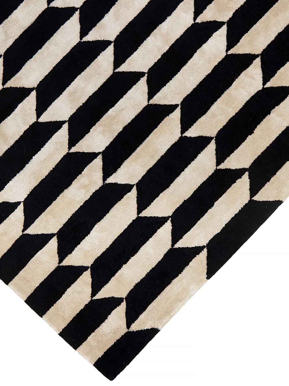 Dywan Noble Cream Black 200x300 cm, proj. M. Fornal, czarny, kość słoniowa, wełna, wiskoza, Carpets & More - 53476