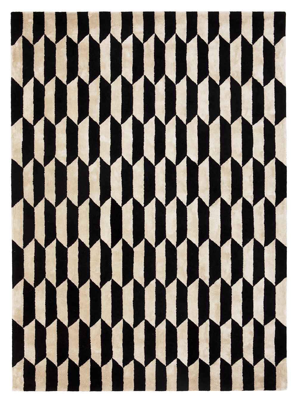 Dywan Noble Cream Black 300x400 cm, proj. M. Fornal, czarny, kość słoniowa, wełna, wiskoza, Carpets & More