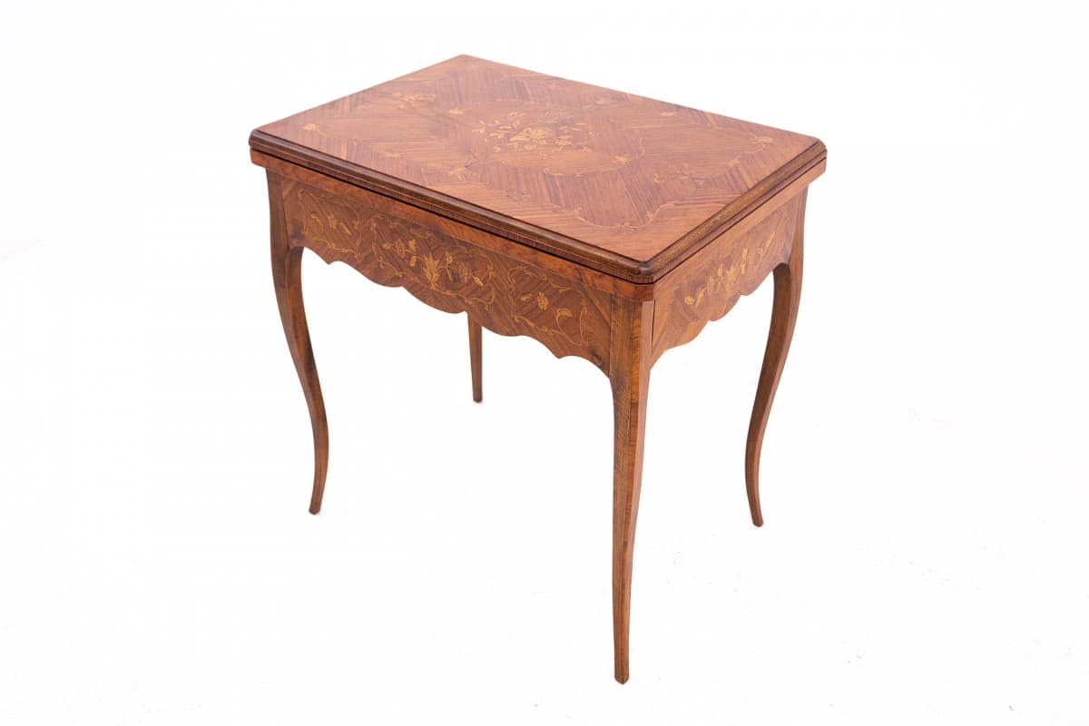 Orzechowy stolik karciak, Francja, lata 60. XIX wieku - 49950