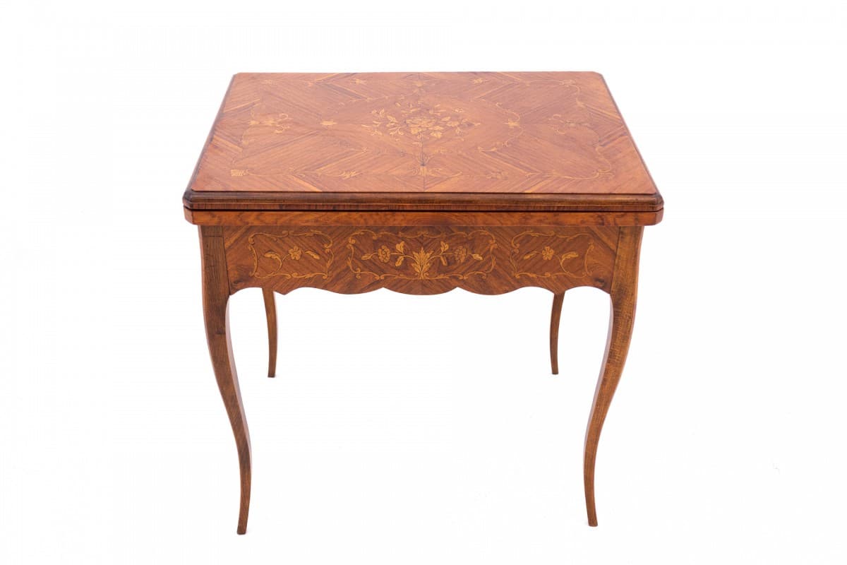 Orzechowy stolik karciak, Francja, lata 60. XIX wieku - 49949