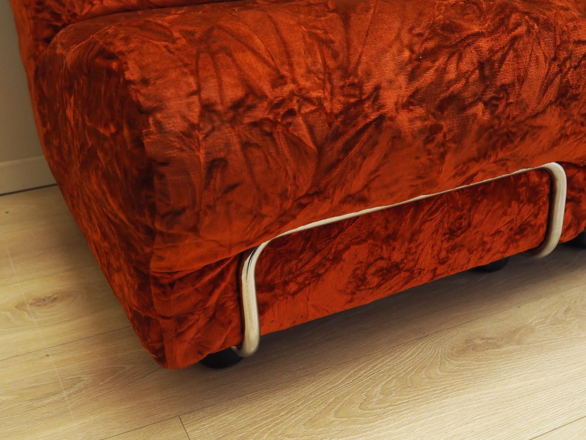 Fotel modułowy, velvet pomarańczowy, Włochy, lata 60. - 53036