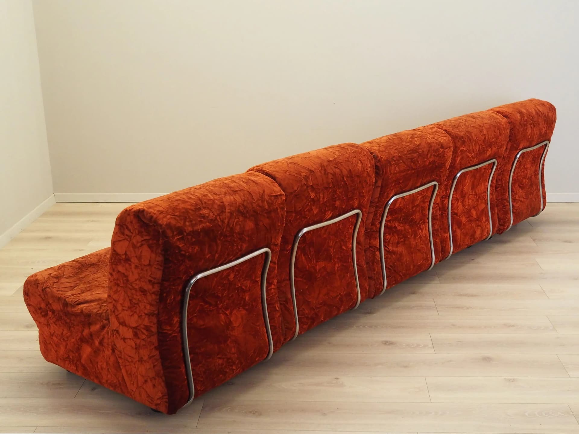Fotel modułowy, velvet pomarańczowy, Włochy, lata 60. - 53033
