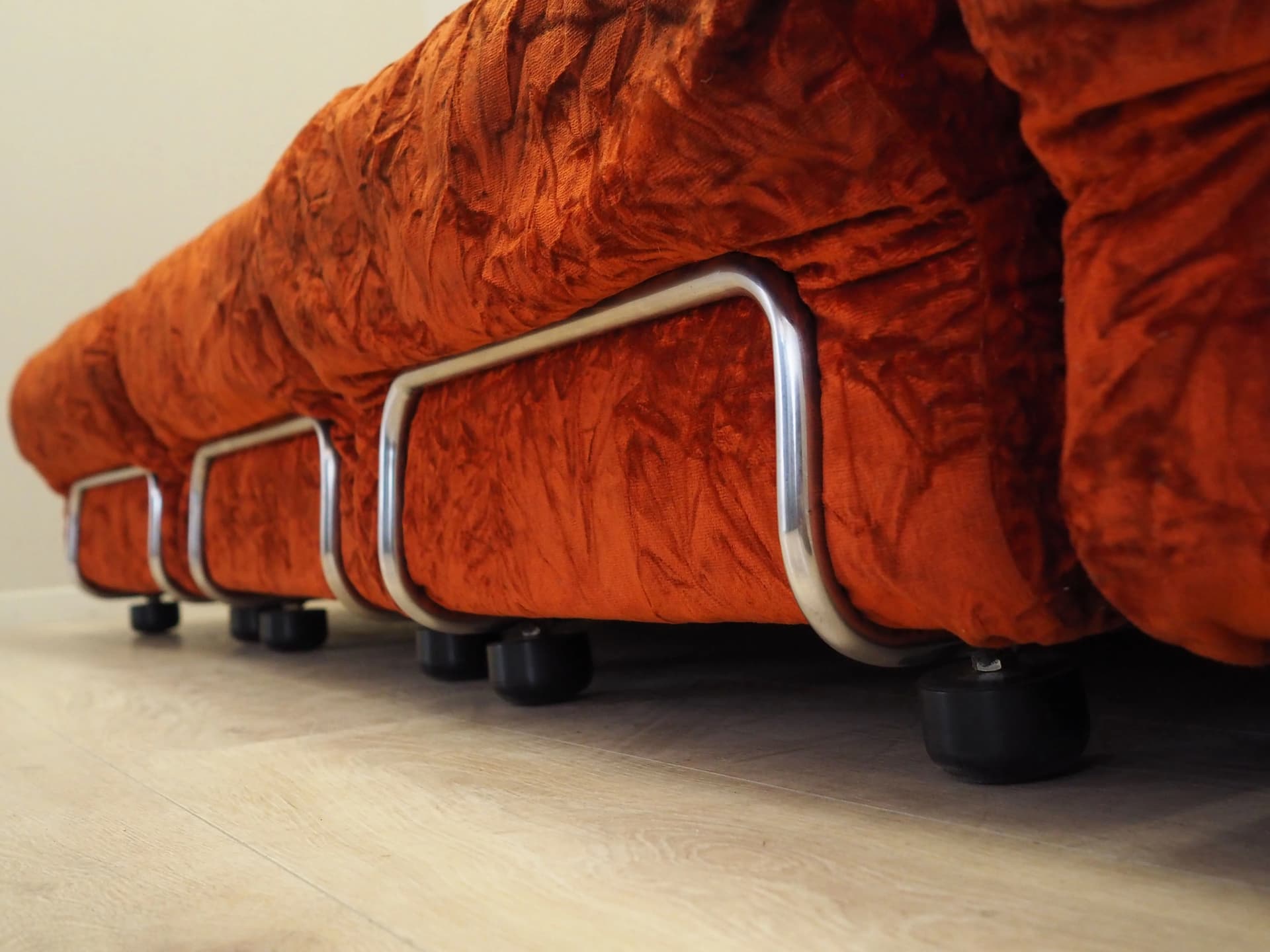 Fotel modułowy, velvet pomarańczowy, Włochy, lata 60. - 53034