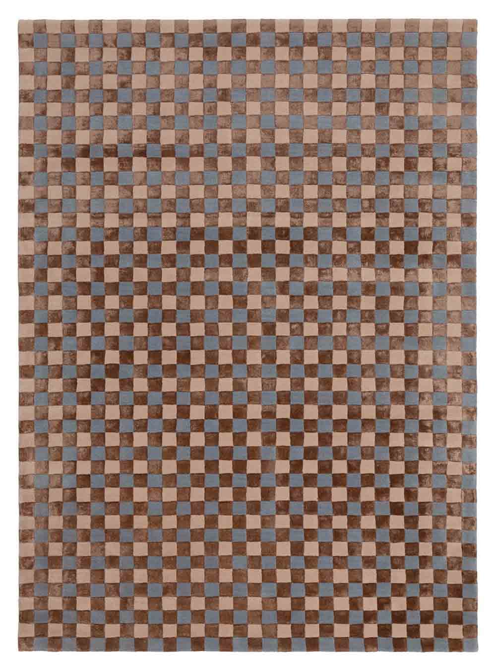Dywan FLICKER BLUE BEIGE BROWN 160x230 cm, proj. M. Fornal, niebieski, beżowy, brązowy, wełna, wiskoza, Carpets & More