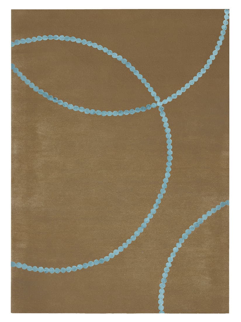 Dywan Luna Brown Blue 200x300 cm, proj. M. Fornal, brązowy, niebieski, wełna, wiskoza, Carpets & More