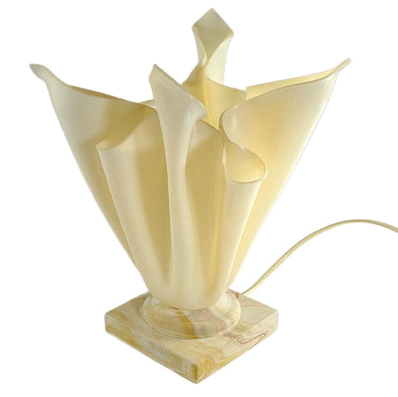 Kremowa plastikowa lampa stołowa, proj. G. Jacob, Francja, lata 80. - 5165