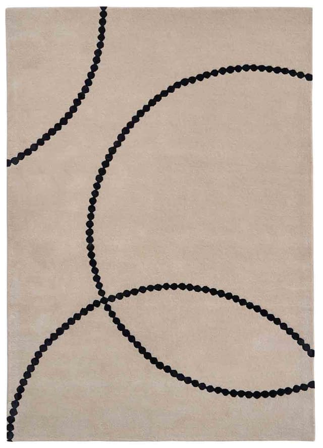 Dywan Luna Beige Black 200x300 cm, proj. M. Fornal, beżowy, czarny, wełna, wiskoza, Carpets & More - WYMIARY