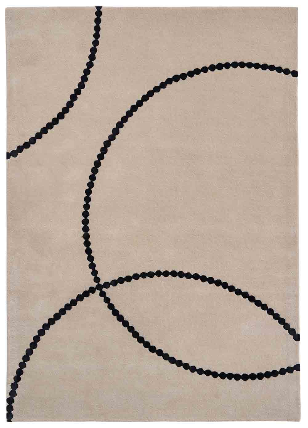 Dywan LUNA BEIGE BLACK, beżowy, czarny, wełna, wiskoza, 240x340 cm, proj. M. Fornal, Carpets & More