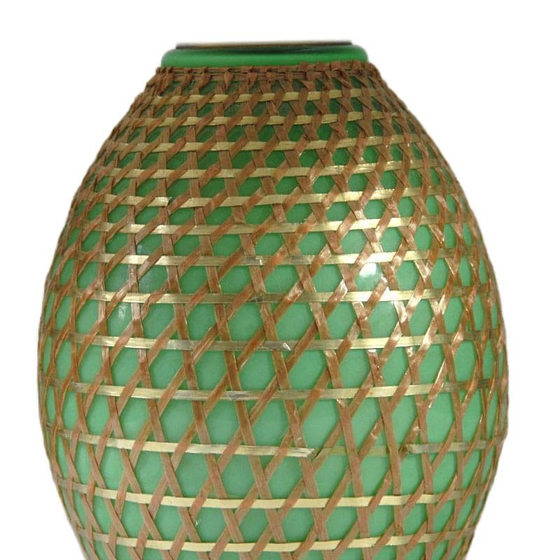 Zielona szklana lampa stołowa, Francja, lata 50. - 5157