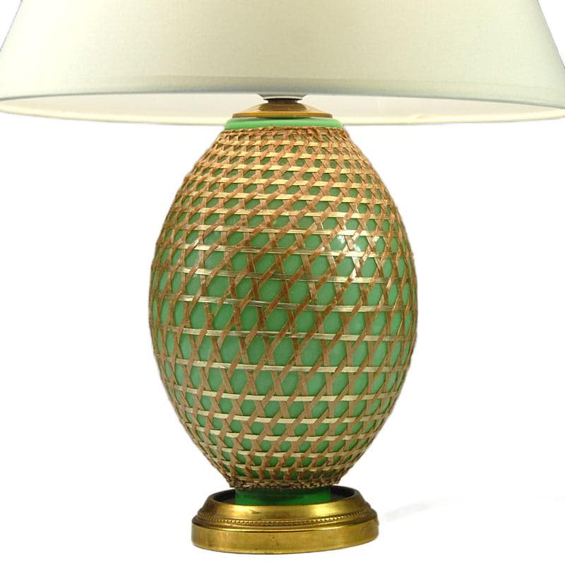 Zielona szklana lampa stołowa, Francja, lata 50. - 5156