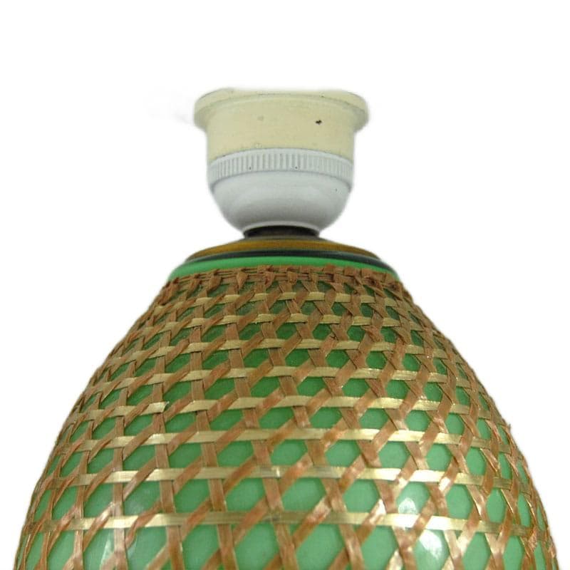 Zielona szklana lampa stołowa, Francja, lata 50. - 5158