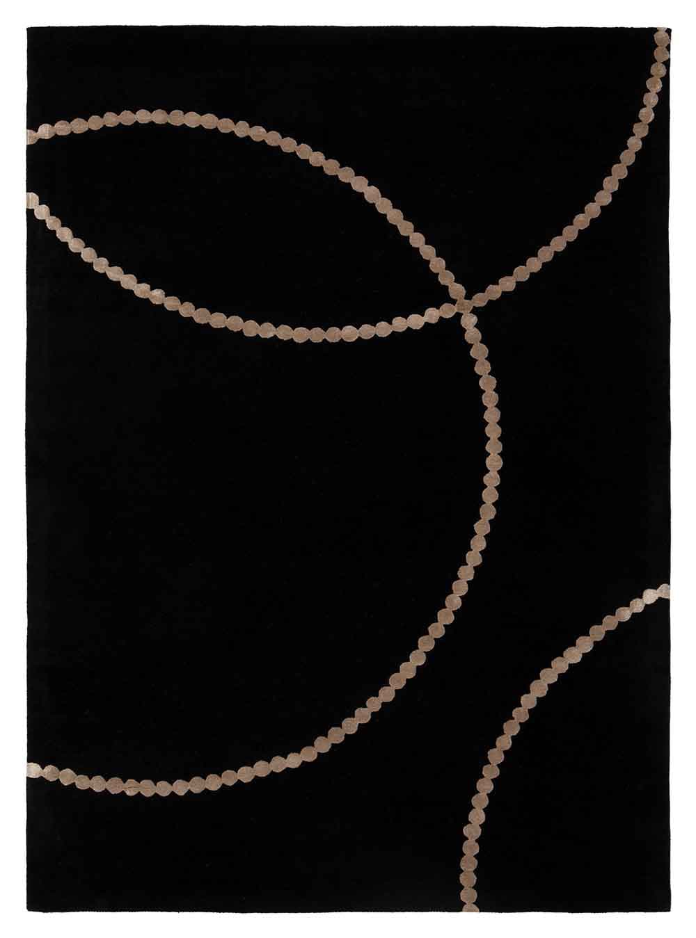 Dywan Luna Black Beige 200x300 cm, proj. M. Fornal, czarny, beżowy, wełna, wiskoza, Carpets & More