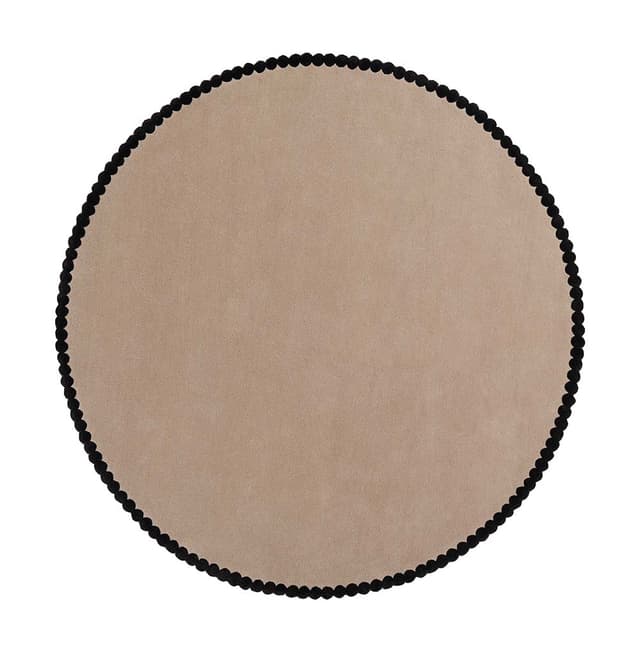 Round rug, LAILA, beige, black, wool, viscose, 250x250 cm, Carpets & More - DIMENSION