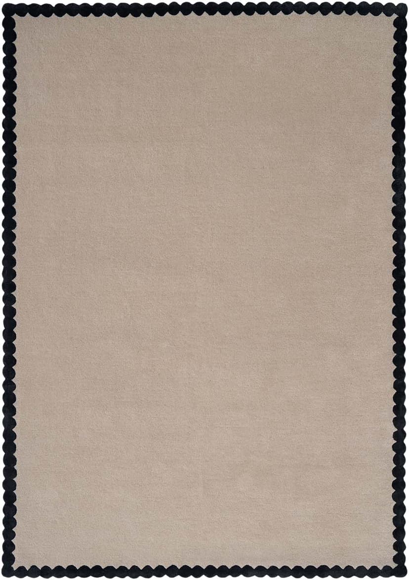 Dywan LAILA BEIGE BLACK 160x230 cm, proj. M. Fornal, beżowy, czarny, wełna, wiskoza, Carpets & More