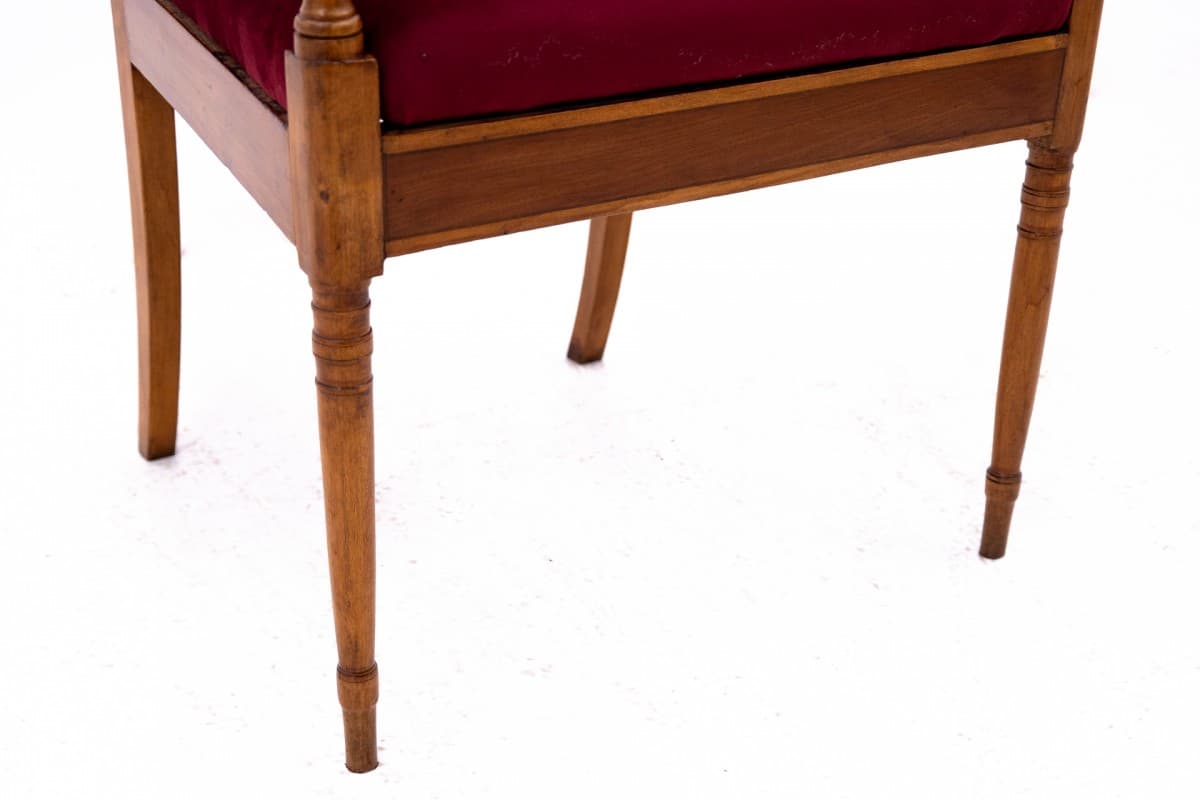 Red Armchair with Wooden Frame, Northern Europe, 1900s. - 49851