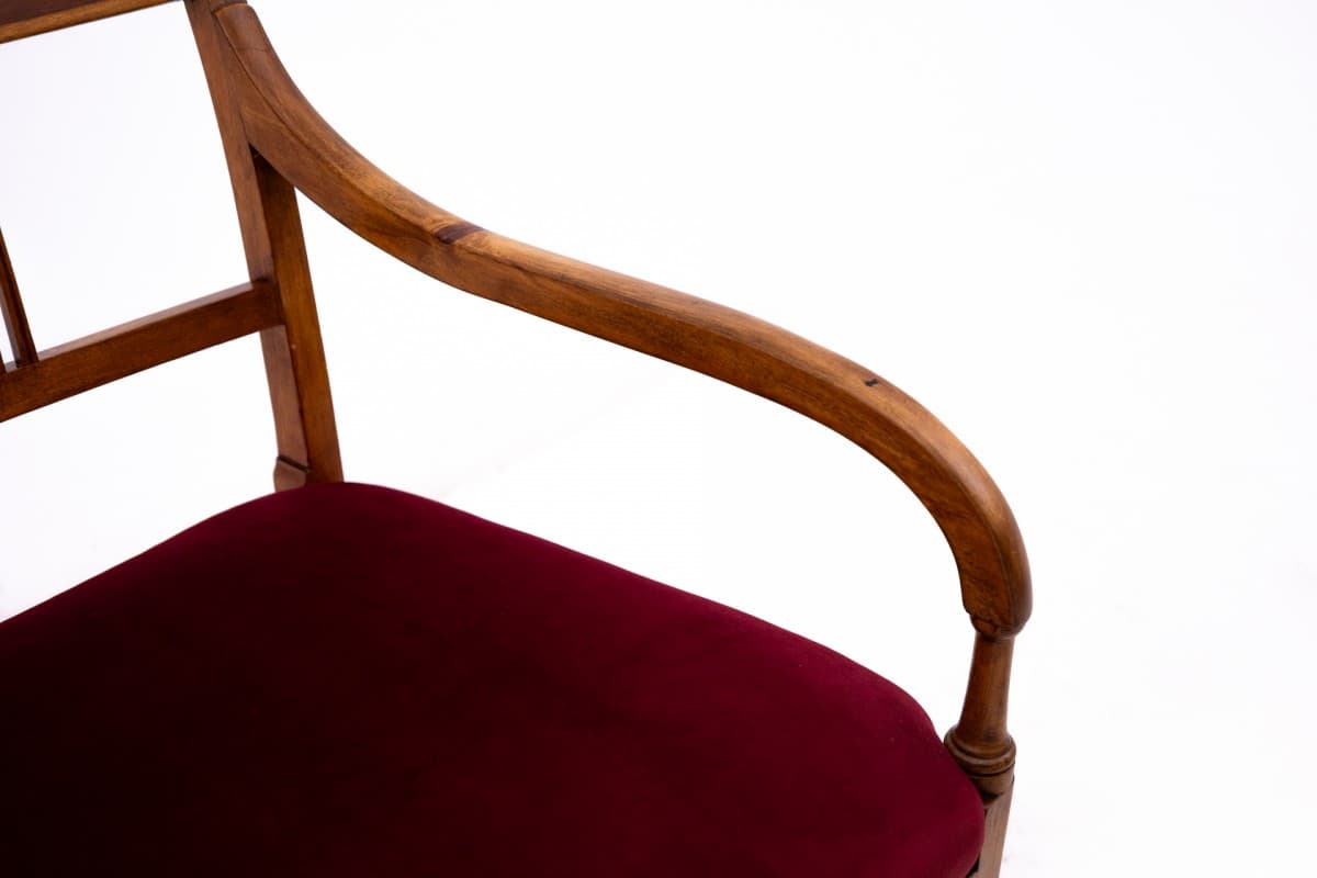 Red Armchair with Wooden Frame, Northern Europe, 1900s. - 49849