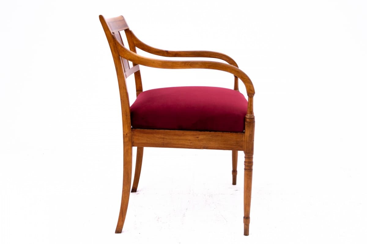 Red Armchair with Wooden Frame, Northern Europe, 1900s. - 49852