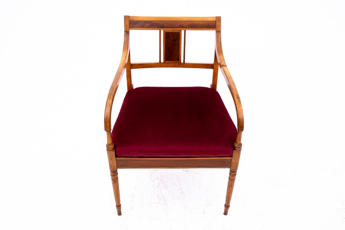 Red Armchair with Wooden Frame, Northern Europe, 1900s. - 49847
