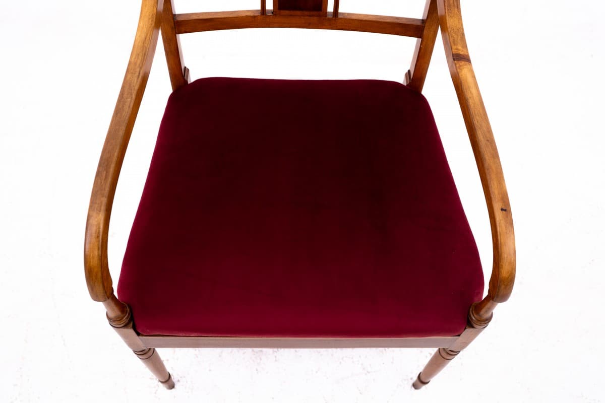 Red Armchair with Wooden Frame, Northern Europe, 1900s. - 49850