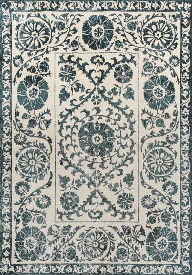 Rug SUZANI NOTOS 9733, beige, turquoise, 280x390 cm, Louis De Poortere - DIMENSION