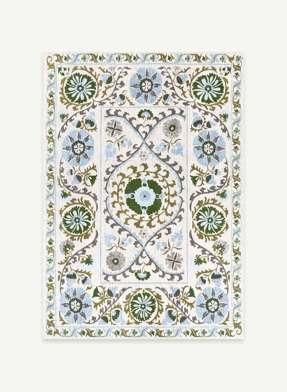 Rug SUZANI SLAVIA white, green, blue, 170x240 cm, Louis De Poortere - 56598