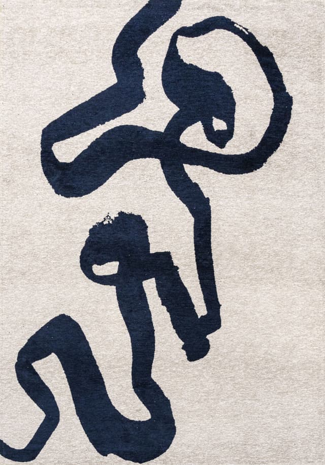 Rug Ribbon Sea Ink 80x150 cm beige, navy blue, Louis De Poortere - DIMENSION