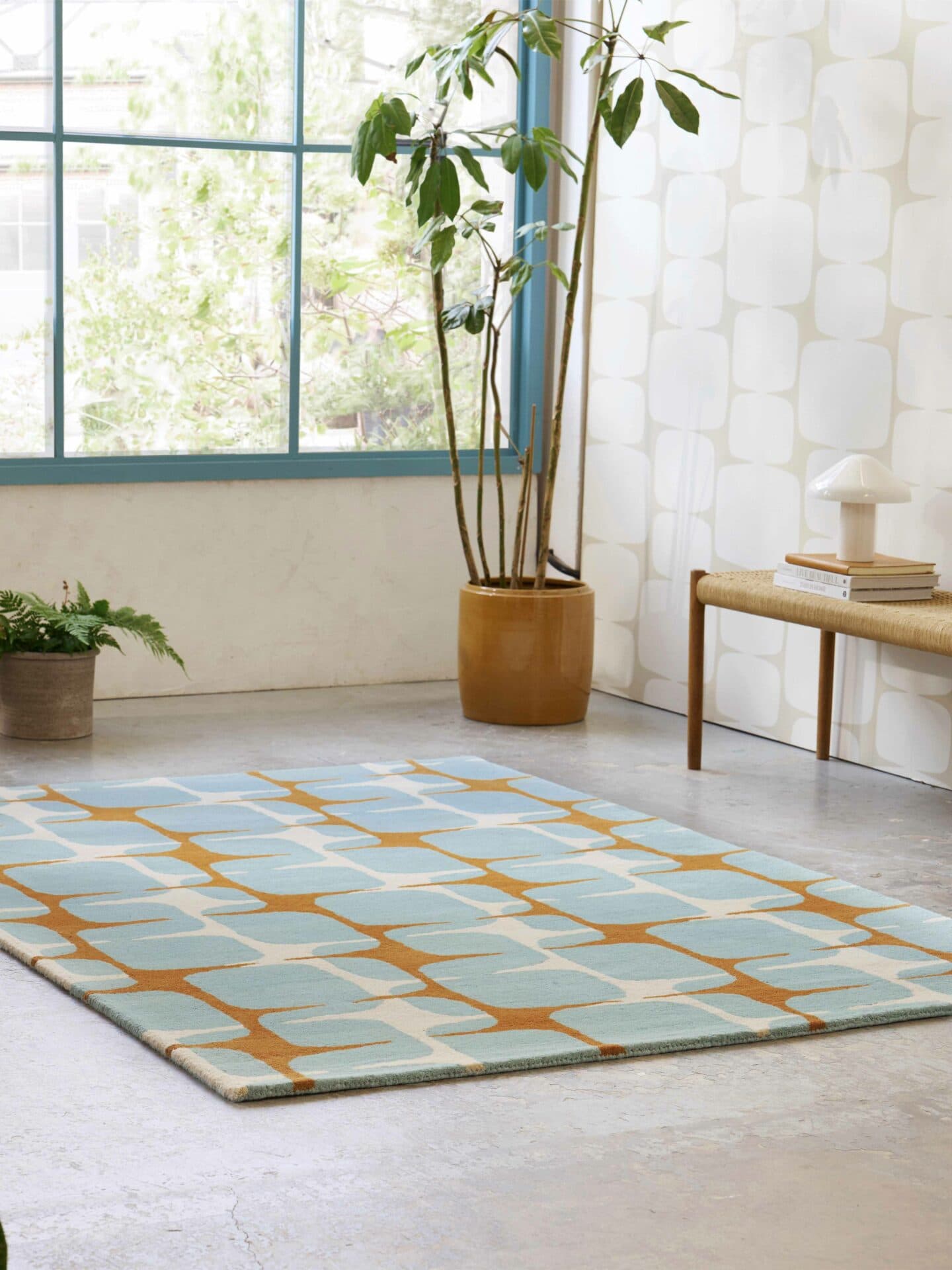 Rug Going Lohko Sky 200x280 cm, turquoise, orange, wool, Scion Living - 56345
