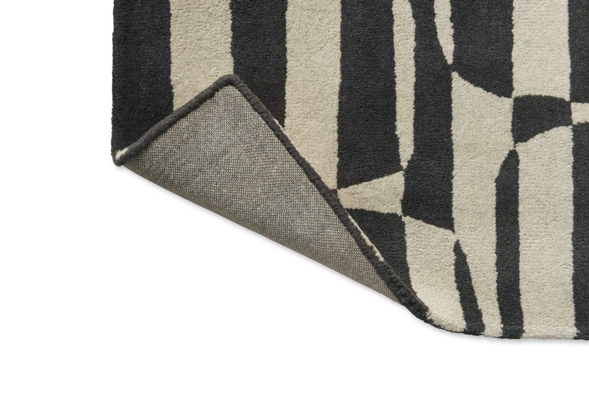 Rug LOHKO STRIPE CHARCOAL, beige, black, wool, 120x180 cm, Scion Living - 56330