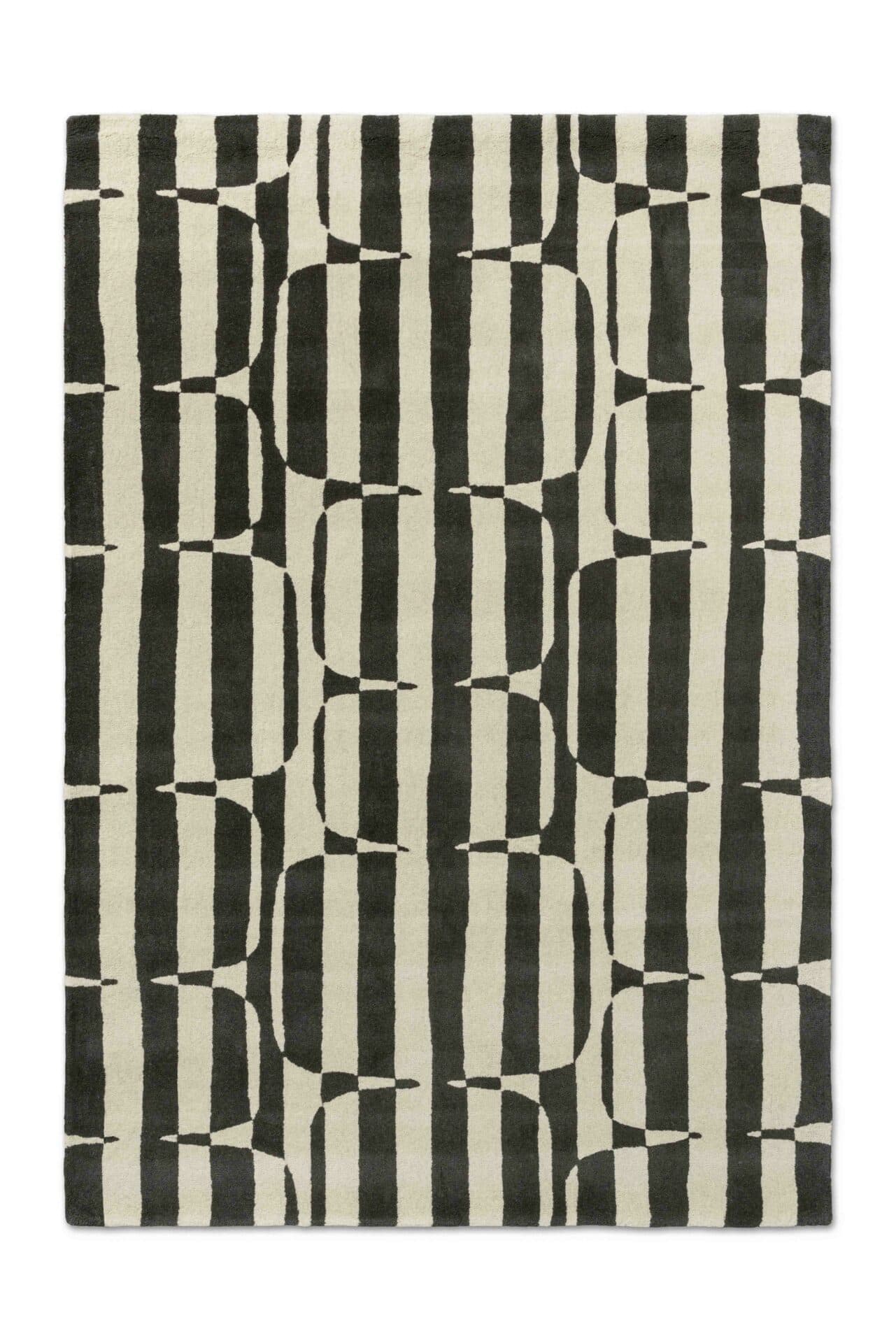 Rug LOHKO STRIPE CHARCOAL 200x280 cm, beige, black, wool, Scion Living