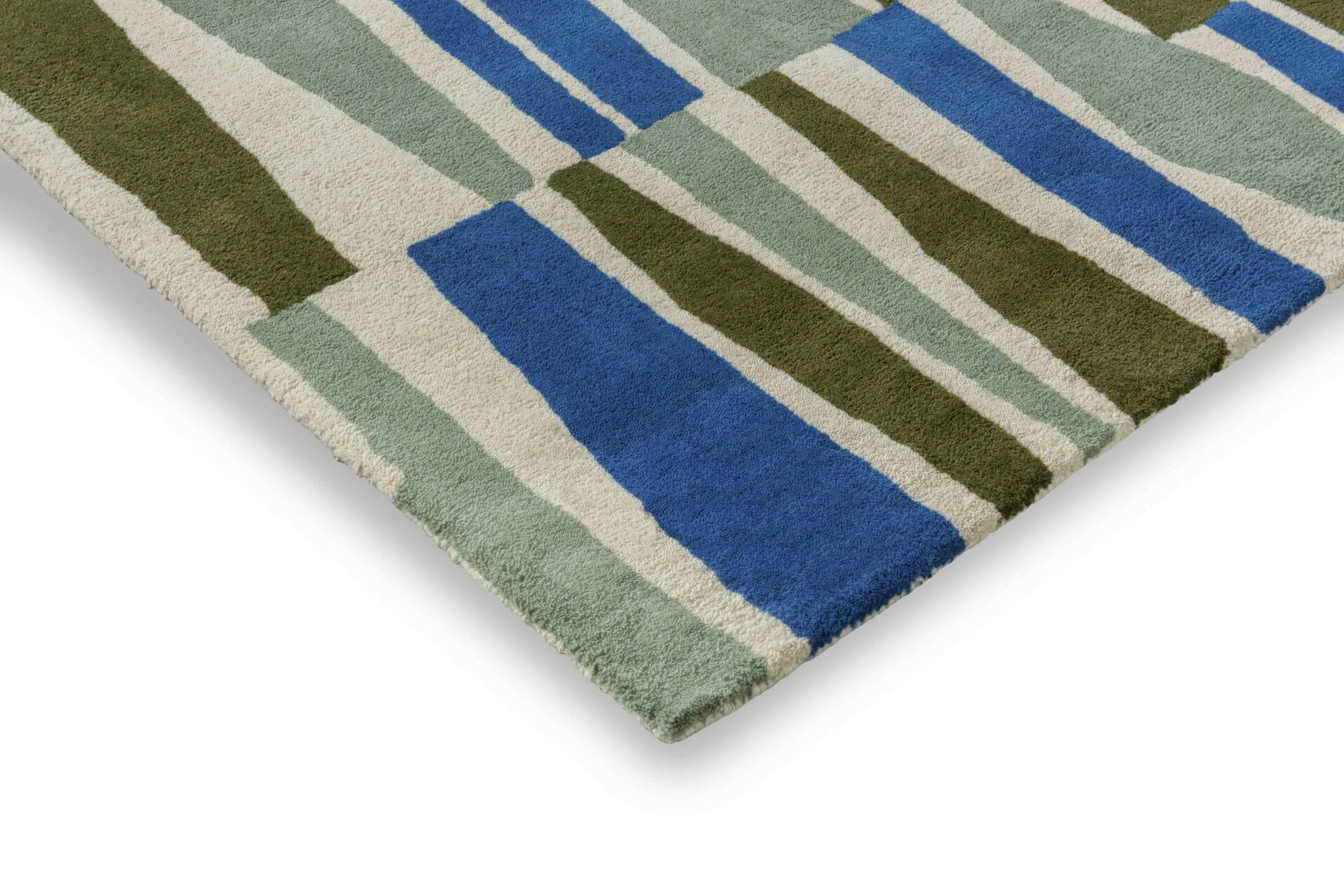 Dywan SAKU OLIVE 160x230 cm, oliwkowy, niebieski, zielony, beżowy, wełna, Scion Living - 56150