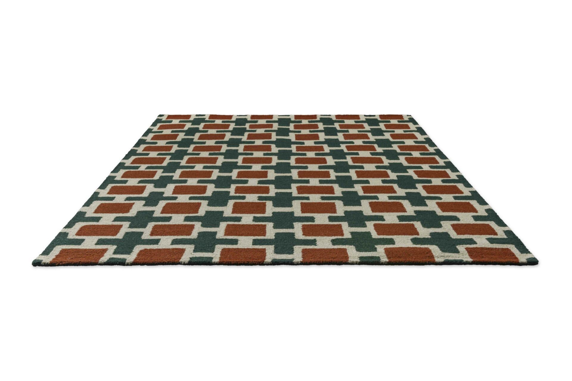 Rug HATCH RUST 250x350 cm, beige, red, green, wool, Scion Living - 56085