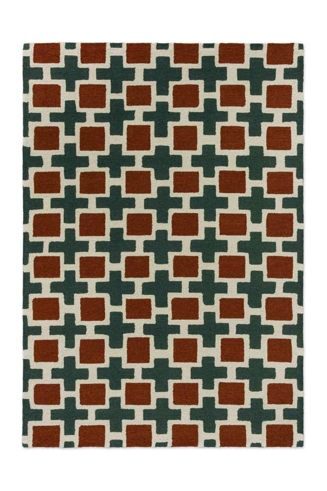 Rug HATCH RUST 250x350 cm, beige, red, green, wool, Scion Living - DIMENSION