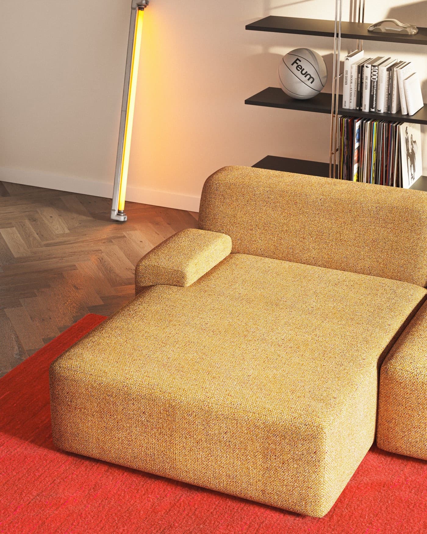 Sofa modułowa Umi narożna prawostronna 255 cm żółty, Feum - 57501