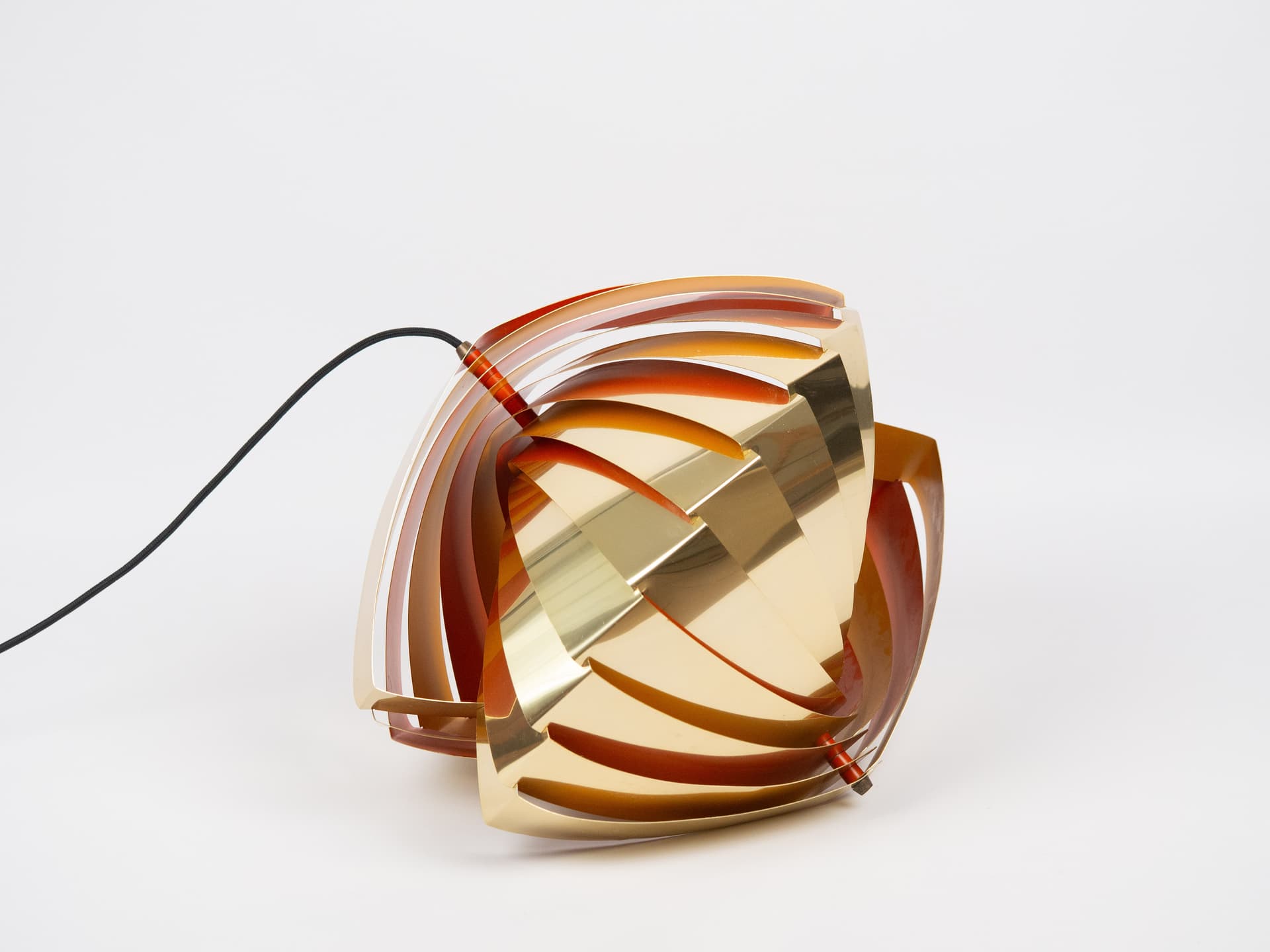Golden Aluminum Konkylie Pendant Lamp, by L. Weisdorf for Lyfa, Denmark, 1960s - 58352