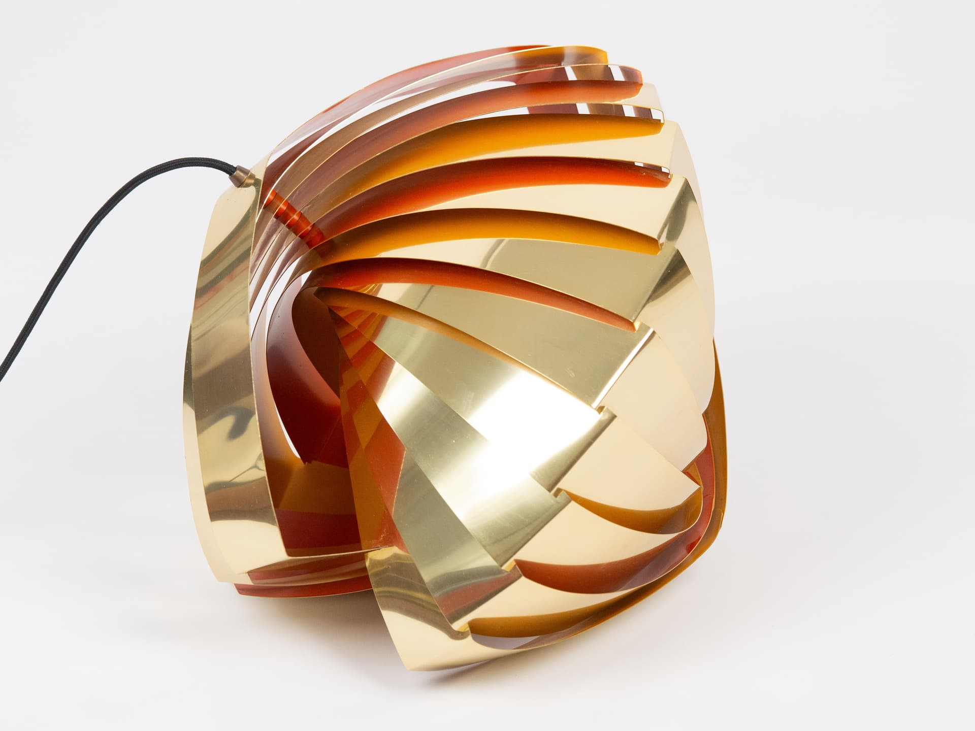 Golden Aluminum Konkylie Pendant Lamp, by L. Weisdorf for Lyfa, Denmark, 1960s - 58349