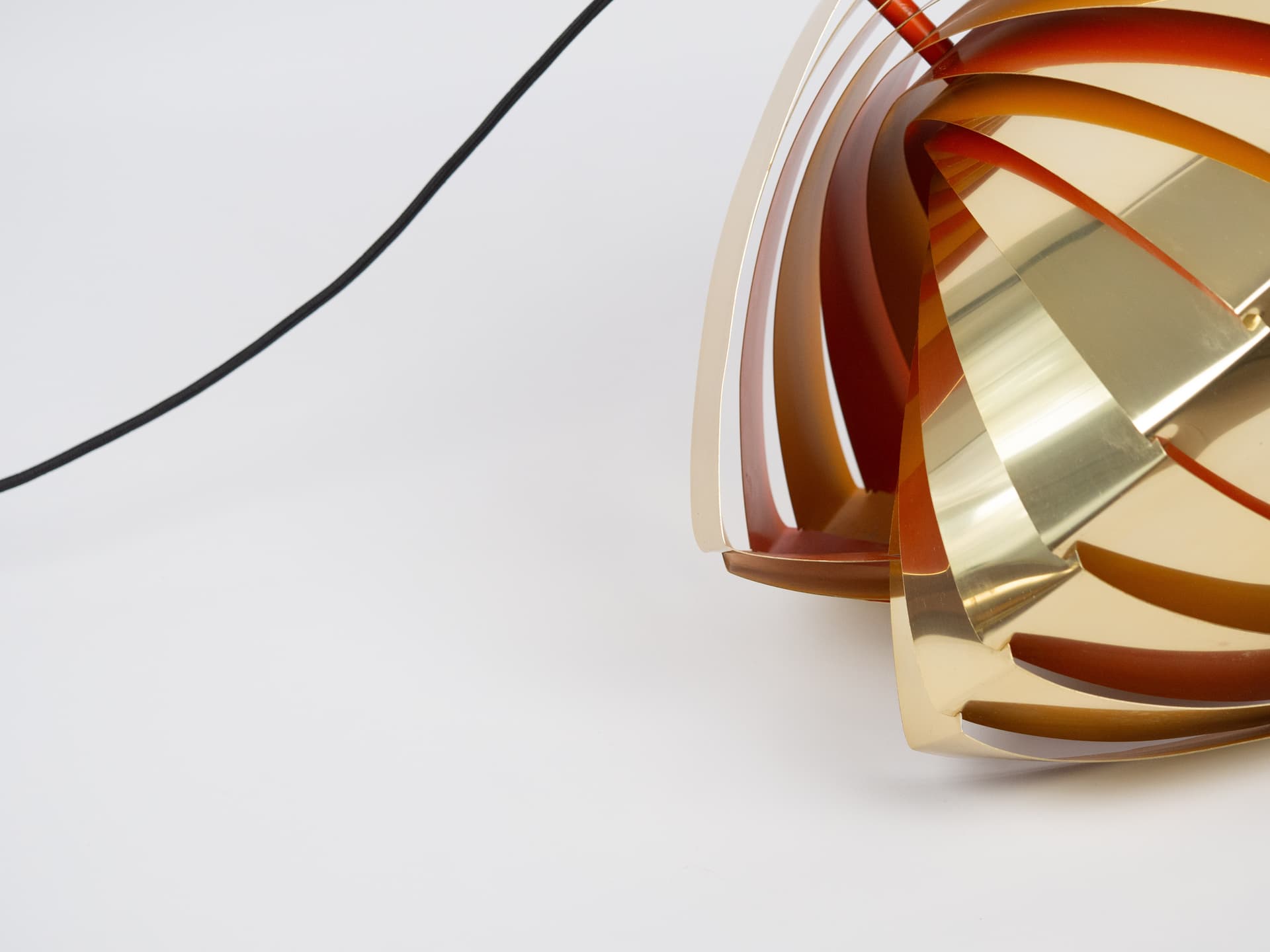 Golden Aluminum Konkylie Pendant Lamp, by L. Weisdorf for Lyfa, Denmark, 1960s - 58356