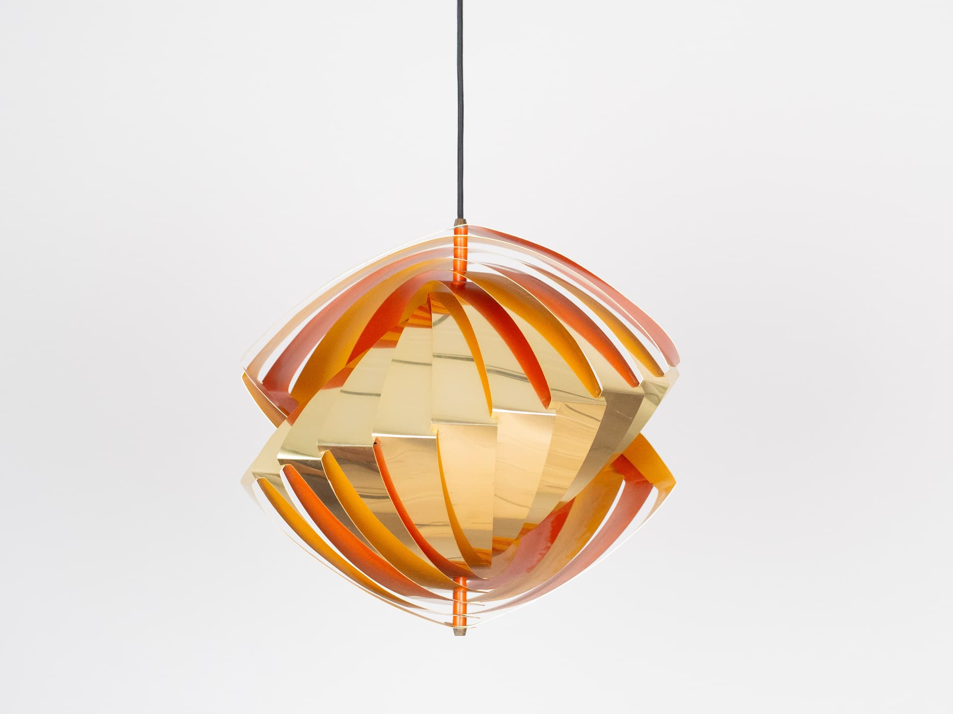 Golden Aluminum Konkylie Pendant Lamp, by L. Weisdorf for Lyfa, Denmark, 1960s - 58346