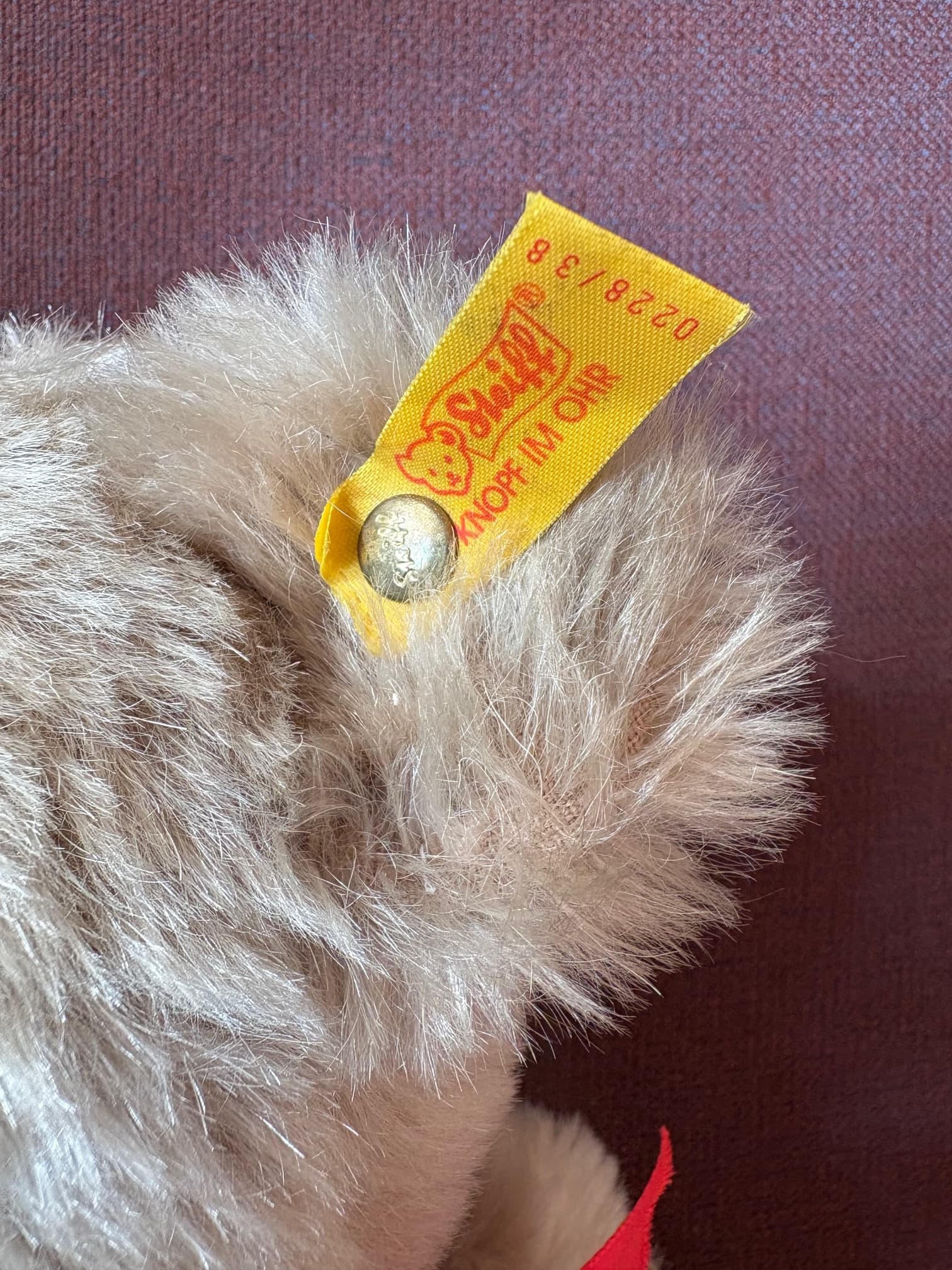 Teddy bear, beige mohair, Steiff, Germany, 1980s. - 58976