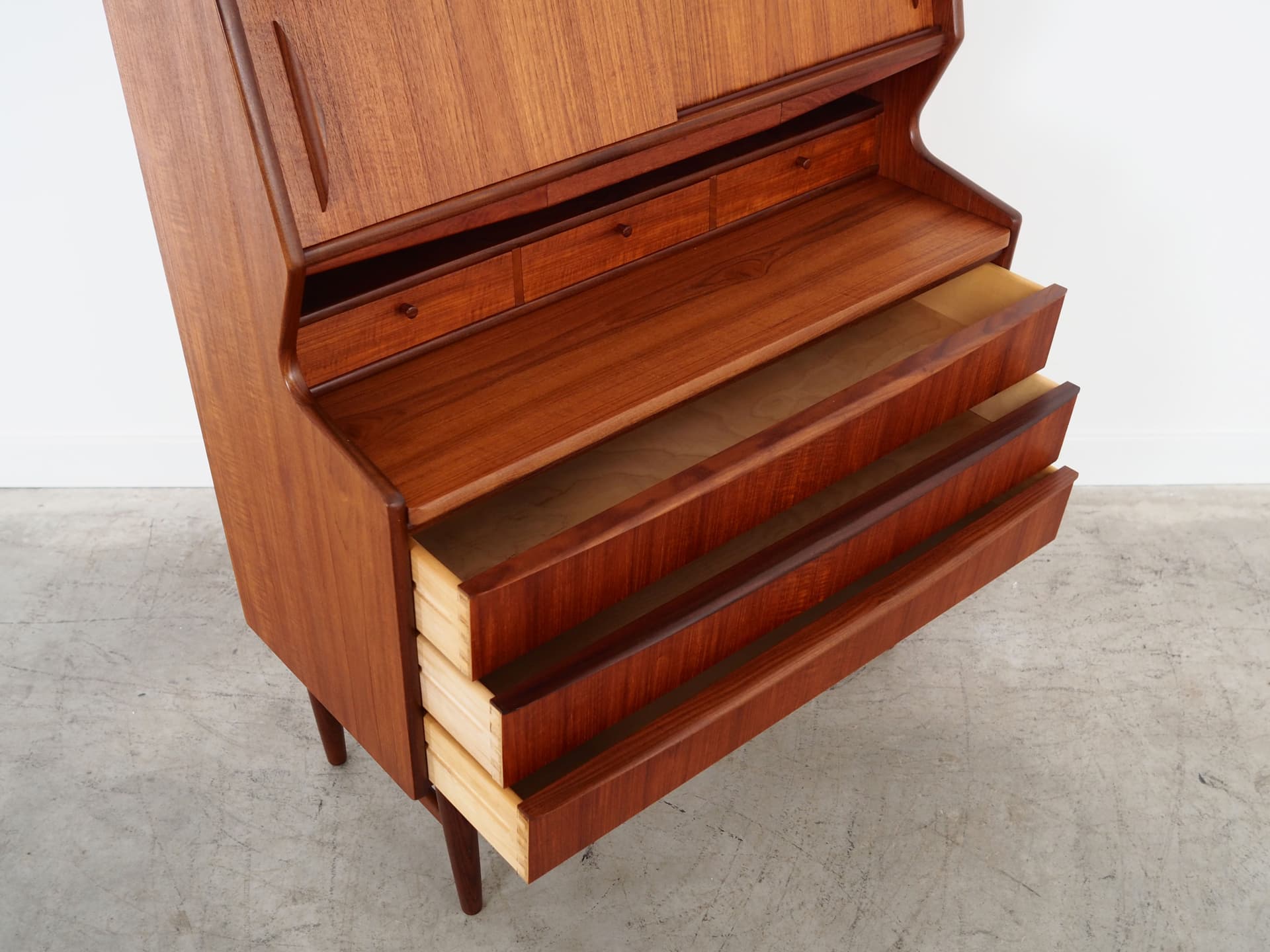Secretary desk, brown teak, Denmark, 1970s. - 59070