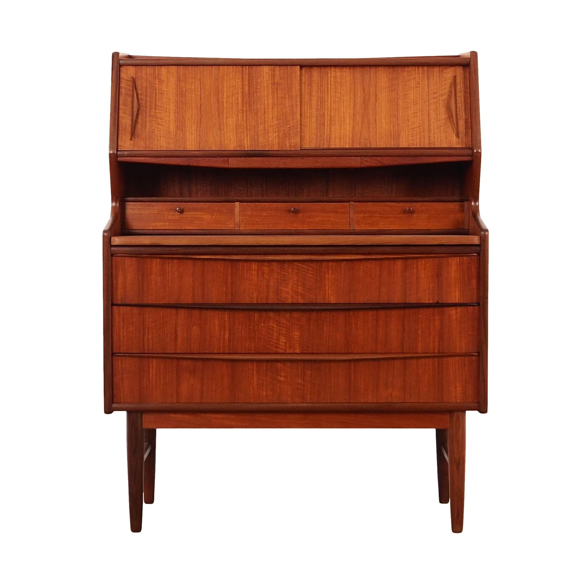 Secretary desk, brown teak, Denmark, 1970s.