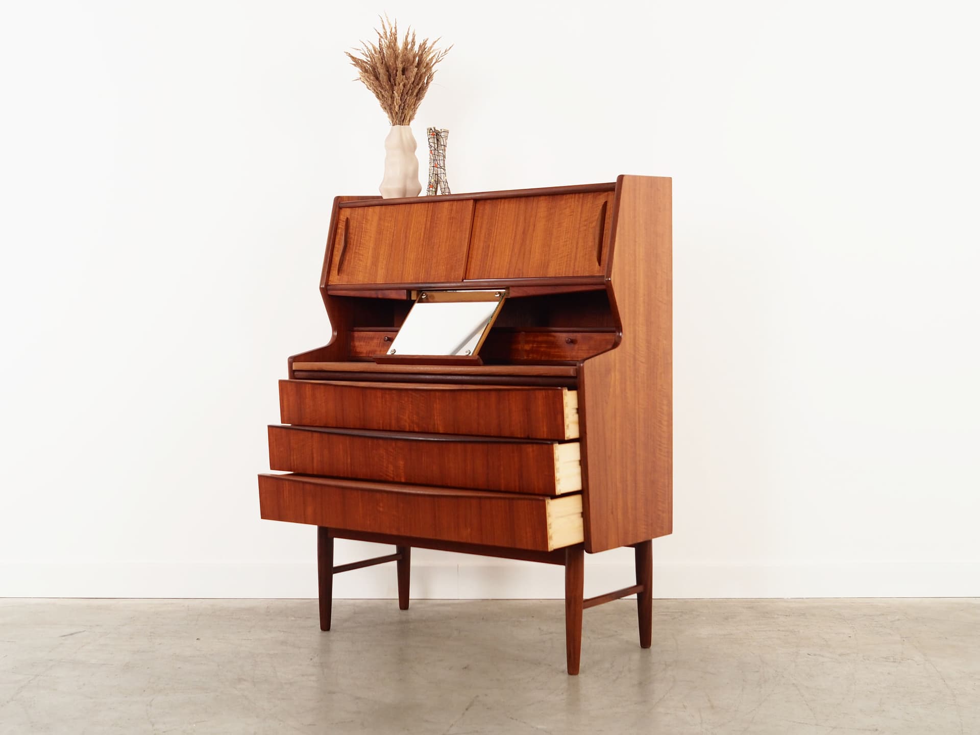 Secretary desk, brown teak, Denmark, 1970s. - 59063