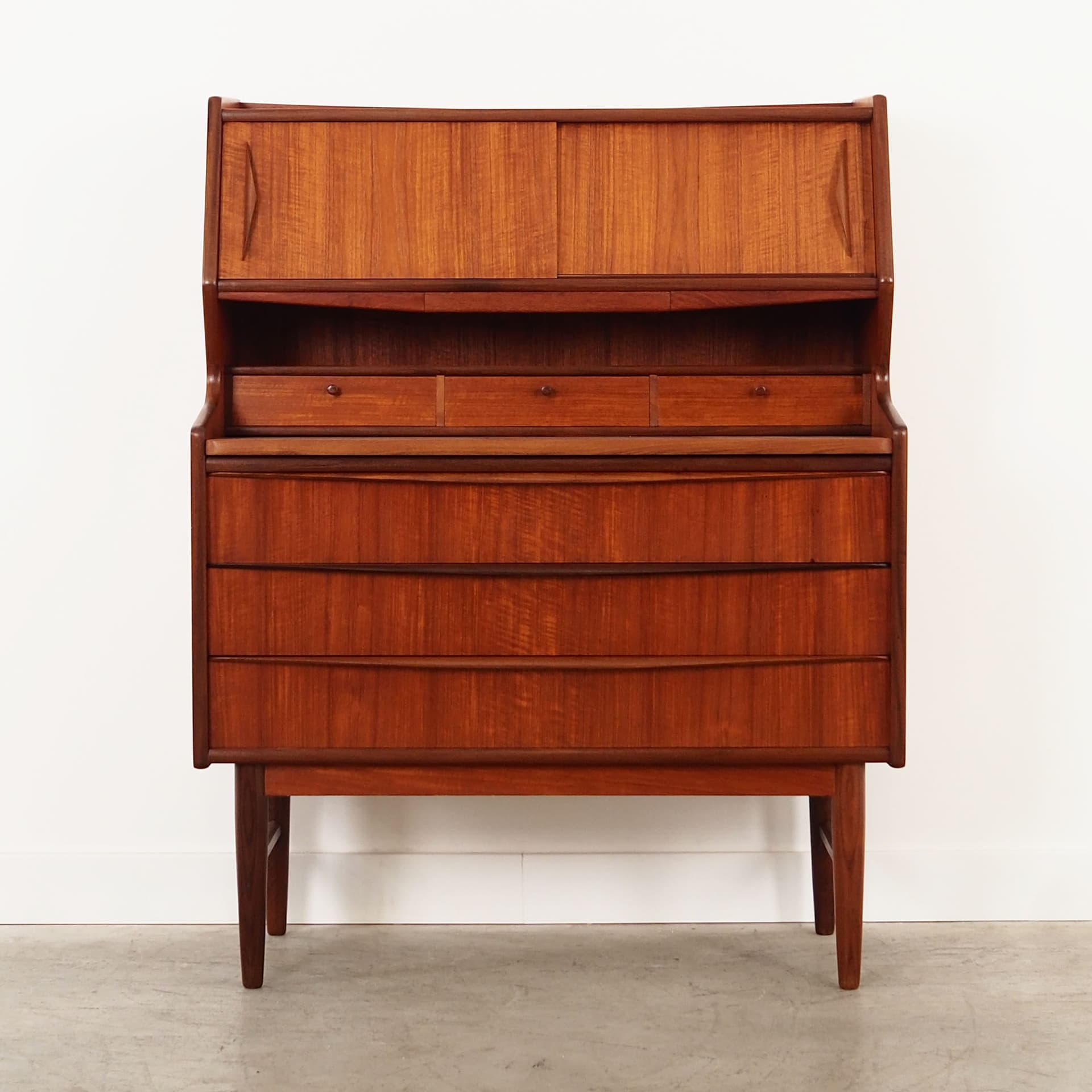 Secretary desk, brown teak, Denmark, 1970s. - 59059